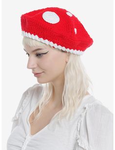 Mushroom Crochet Beret | Hot Topic Cottagecore Crochet, Mushroom Crochet, Crochet Beret, Crochet Mushroom, Tall Hoodies, Plus Size Fits, Socks And Tights, Sweaters And Jeans, Professional Outfits