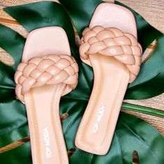 Faux leather braided open toe flat sandals with rubber sole. Design Sandals, Sandal Design, Sandals Flat, Braid Designs, Shoes Heels Wedges, Charity Shop, Heels & Wedges, Slipper Sandals, Designer Sandals