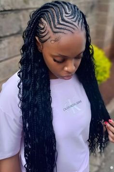 Freestyle Cornrows With Curly Weave Half Cornrows Half Curly Weave, Weave Ideas, Half Cornrows, Curly Weave, Cornrow Braids, Curly Weave Hairstyles, Cornrow, Weave Hairstyles, Braids