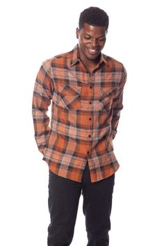 Mens flannel shirt with two front pockets and button closure 60% cotton, 40% polyester Orange Flannel Outfit, Chambray Shirt Men, Mens Plaid Flannel, Peep Toe Ankle Boots, Flannel Outfits, Mens Flannel Shirt, Mens Flannel, Mens Plaid, Plaid Flannel Shirt