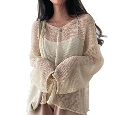 Cardigan Y2k, Women Fashion Casual, Streetwear Chic, Mesh Sweater, Mode Hippie, Lazy Style, Style Kawaii, Aesthetic Women, Knitting Girls