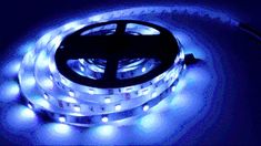 blue led strip light with white lights on it