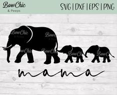 an elephant family svg file is shown