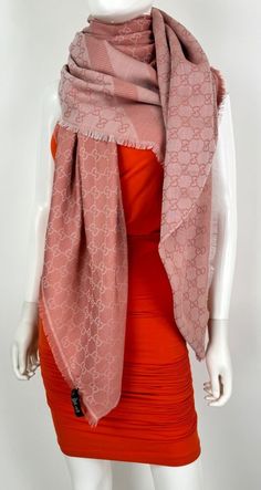 #ad Find ideas and inspiration for Gucci New XL Auth Monogram Peach White GG Wool Scarf Wrap Shawl 56 x 56 , Womens Accessories Gucci Runway, Scarf With Fringe, Good Manners, Gg Monogram, Wool Scarf