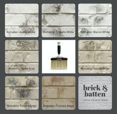 the different types of brick and batten paint are shown in this graphic style, including white