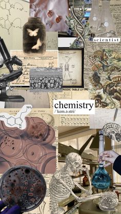 a collage of photos with different things in them including microscopes and other items