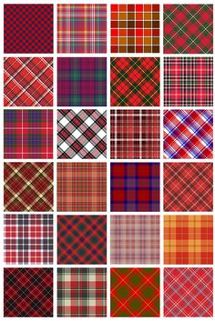 plaid patterns in different colors and sizes