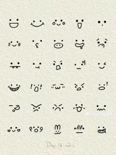 an image of various emoticions drawn by hand on white paper with black ink