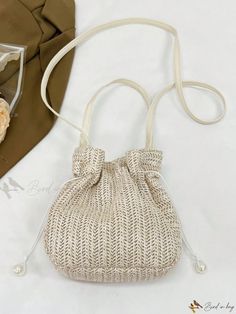 Bird in Bag - Elegant Floral Woven Bridal Handbag with Lace Embroidery Cream Woven Crossbody Bag, Beige Bucket Bag Suitable As Gift, Embroidered Beige Straw Bag For Daily Use, Embroidered Beige Bucket Bag, Beige Embroidered Bucket Bag, Embroidered Bucket Bag For Daily Use, Bridal Handbag, Bridal Handbags, Bridal Bag