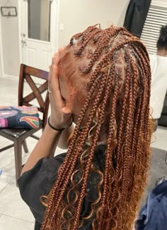 Ginger Hair Black Women, Boho Knotless Braids, Boho Knotless, Ginger Hair Color, Quick Weave Hairstyles