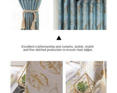 the instructions for how to make curtains and drapes with gold foilwork on them