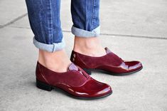 Saratoga - Laceless Oxfords, Burgundy Leather Shoes, Oxfords for Women, Versatile Summer Leather Sho Fall Wingtip Slip-ons With Leather Sole, Fall Wingtip Slip-on Leather Shoes, Patent Leather Slip-on Oxfords With Brogue Detailing, Fall Brogue Detailing Slip-on Oxfords, Fall Slip-on Oxfords With Brogue Detailing, Fall Gala Wingtip Dress Shoes, Slip-on Patent Leather Oxfords With Leather Sole, Slip-on Wingtip Oxfords For Fall, Fall Slip-on Wingtip Oxfords