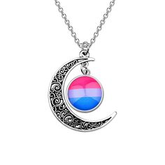 PRICES MAY VARY. ✿Material✿ Gay & Lesbian Pride Gift made of stainless steel, it is lead free and nickel free. Stainless Steel is hypo allergenic, it doesn’t rust, change colour or tarnish. ✿Size✿LGBTQ Crescent Moon charm pendant is 2.0 cm in diameter ,the necklace chain is 45+6 cm in diameter. Manual measuring permissible error .Awesome gifts for couples;Adding the spice of you and your lover and lighting the passion/fire ✿ Pansexual Jewelry ✿REAT GIFTS IDEAS: Perfect gift for your boyfriend/gi Pansexual Jewelry, Bisexual Jewelry, Pride Necklace, Pride Jewelry, Pride Stuff, Gift For Your Boyfriend, Gifts For Couples, Awesome Gifts, Pride Gifts