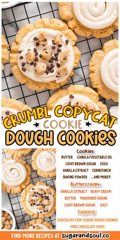 an advertisement for cookie dough cookies on a rack