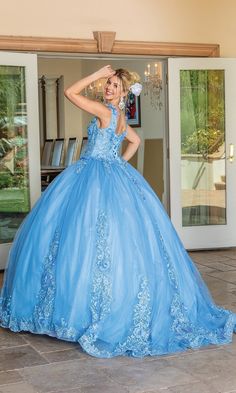 Long v-neck a-line quinceanera ball gown with removable draped sleeves. Elegant Quinceanera Dress, Quinceanera Dress With Fitted Bodice For Sweet 16, Floor-length, Fitted Bodice Floor-length Quinceanera Dress For Sweet 16, Elegant Blue Ball Gown For Sweet 16, Floor-length Quinceanera Dress With Fitted Bodice For Sweet 16, Floor-length Quinceanera Dress With Fitted Bodice, Elegant Evening Dress With Fitted Bodice For Sweet 16, Ball Gown Quinceanera Dress For Prom Season, Elegant Gown With Fitted Bodice For Sweet 16