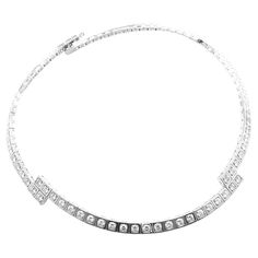 Cartier Tectonique Diamond Tennis White Gold Necklace | From a unique collection of vintage Choker Necklaces at https://www.1stdibs.com/jewelry/necklaces/choker-necklaces/. Classic Cartier Luxury Necklace, Luxury Timeless Cartier Necklaces, Cartier Luxury Wedding Necklace, Luxury Cartier Necklace For Wedding, Luxury Cartier Necklaces For Wedding, Brilliant Cut Round Necklaces For Evening, Classic Formal Diamond Necklace, Cartier Cubic Zirconia Round Cut Jewelry, Cartier Formal Jewelry With Single Cut Diamonds