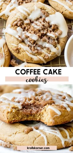 a cookie filled with coffee cake streusel and coated in a glaze