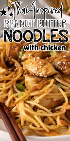 this is an image of peanut butter noodles with chicken