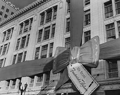 a large bow on the side of a building