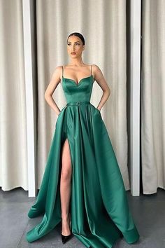 We could custom made more than 34 colors all sizes, if you need custom color and cutsom size, pls leave the color and yourbust, waist, hips barefoot height sizein the special instruction. Thank you. Emerald Prom Dress, Prom Dress With Split, Colour Names List, A Line Prom Dress, Dress With Split, Dresses With Pockets, A Line Prom Dresses, Green Satin, Long Prom Dress