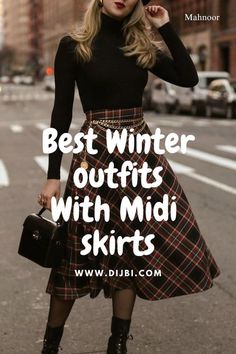 Winter Midi Skirt Outfit, Midi Skirt Outfit Winter, Midi Skirt Winter, Winter Outfits Ideas, Warm Tights, Chunky Sweaters