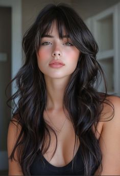 Summer Haircuts, Hair Haircuts, Long Hair With Bangs, Long Black Hair, Long Layered Hair, Haircuts For Long Hair, Mermaid Hair, Long Hair Cuts, Layered Hair