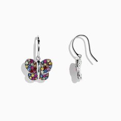 Effy 925 Sterling Silver Multi Sapphire Butterfly Earrings, 1.62 TCW Sterling Silver Multi-stone Earrings Fine Jewelry, Fine Jewelry Silver Earrings With Lever Back, Multicolor Sterling Silver Drop Earrings, Silver Multi-stone Earrings Fine Jewelry, Multicolor Sterling Silver Earrings For Anniversary, Silver Multi-stone Drop Earrings, Silver Multi-stone Earrings For Anniversary, Silver Multi-stone Sterling Silver Earrings, Silver Multi-stone Earrings For Gifts