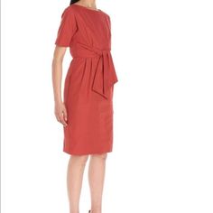 Maxmara Weekend Dress 72% Cotton, 28% Polyamide. Size M Color Red/Orange. Elegant Orange Midi Dress With Short Sleeves, Elegant Orange Short Sleeve Midi Dress, Summer Silk Office Dress, Silk Summer Office Dress, Elegant Orange Short Sleeve Dress, Elegant Sheath Orange Midi Dress, Weekend Dresses, Max Mara, Color Orange