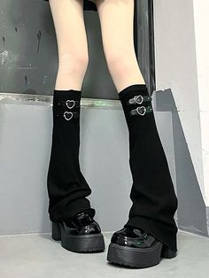 Black Leg Warmers Aesthetic, Cutesy Aesthetic Outfits, Black Legwarmers, Leg Warmers Aesthetic, Cutesy Fashion, Cutesy Aesthetic, Warmers Outfit, Alt Style Outfit, Kawaii Leg Warmers