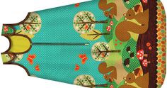 an oven mitt with animals and trees on it