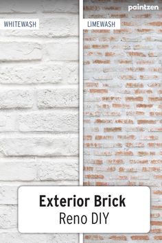 the exterior brick reno diy is shown in whitewash and red bricks, with different colors