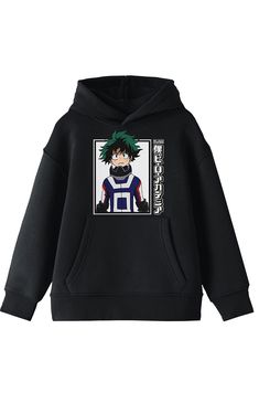 Online Only! Keep your cozy and stylish with the Kids My Hero Academia Deku Hoodie! With its hooded neckline, long sleeves, soft fleece fabric, and cool front graphic featuring Deku, plus a convenient kangaroo pocket, this hoodie is perfect for any young fan of the hit anime series.


	Hooded neckline
	Long sleeves
	Standard fit
	Kangaroo pocket
	Fleece fabrication
	Front graphic
	Machine washable Deku Hoodie, Hoodies Design Ideas, My Hero Academia Deku, Academia Clothes, Trendy Hoodies, Unique Hoodies, Anime Inspired Outfits, Anime Hoodie, Comfy Sweatshirt