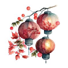 Chinese New Year festive vector card Design on watercolor background Chinese red lanterns in 2024 | Chinese art painting, Japanese art, Asian art #Chinese_Umbrella_Aesthetic #Tanglung_Cina_Drawing #Chinese_Lantern_Festival_Illustration #Chinese_Festival_Drawing Chinese Lanterns Painting, Chinese New Year Clipart, Lunar New Year Watercolor, Chinese Lantern Art, Lunar New Year Aesthetic