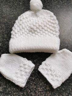 Brand new hand knitted baby hat and mittens set. Fits 0/3 months Baby Hat And Mittens, Knitted Baby Hat, Hand Knit Hat, Baby Hats Knitting, Knitted Baby, Knitted Hat, Baby Hat, Clothing Sets, Baby Hats