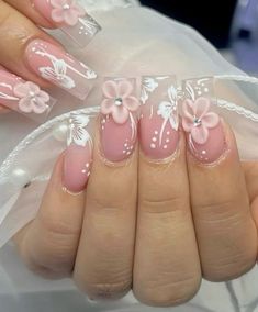 Quinceanera Nails, Spring Nail Designs, Grunge Nails, Summery Nails, Brighter Days, Girly Acrylic Nails, Hello Kitty Nails, Soft Nails, Unique Acrylic Nails