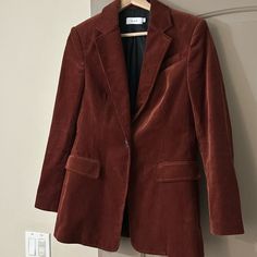 Like-New, Vents And Pockets Are Still Sewn Shut. Smoke-Free Home. Brand Calls This Color Cognac But The Color In Actuality Is More Of A Dark Rust. The Sharply Tailored Silhouette Of This Rust-Hued Corduroy Blazer Tempers The Retro Aesthetic. Single-Button Closure Notched Lapels Long Sleeves Chest Besom Pocket; Hip Flap-Welt Pockets Side Vents Lined 98% Cotton, 2% Elastane Elegant Winter Corduroy Outerwear, Elegant Corduroy Blazer For Winter, Elegant Corduroy Outerwear For Work, Tailored Corduroy Blazer For Fall, Formal Corduroy Outerwear For Fall, Elegant Corduroy Blazer For Work, Corduroy Blazer, Retro Aesthetic, Rust Color