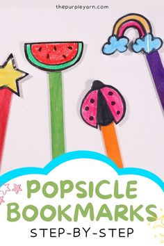 popsicle bookmarks with the title, step by step