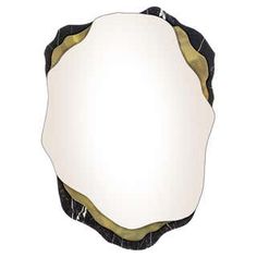 a black and gold mirror on a white background with an empty area in the middle