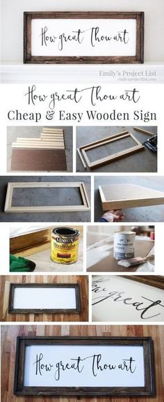 how to make a diy wood sign with the words how great thout and easy wooden