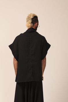 "This beautiful and comfortable black oversize top is a unique piece to have in any closet. It has a stylish urban look with an interesting loose neck line. The shirt is made from high quality cotton and can be worn both in summer and winter. This shirt can be paired with leggings, skinny jeans and a pencil skirt. Material: Cotton Sizes: Men's One Size Measurements: Height: 27.9\" Width: 47.2\" Sleeve: 11.42\" Care instructions: - Turn garment inside out before washing - Hand wash in cold water Harem Jumpsuits, Casual Summer Tops, Urban Looks, Oversized Top, Loose Fitting Tops, Urban Outfits, Modern Outfits, Kimono Fashion, Summer Tops