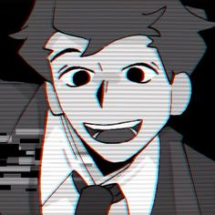 an animated image of a man wearing a suit and tie with his mouth open in front of him