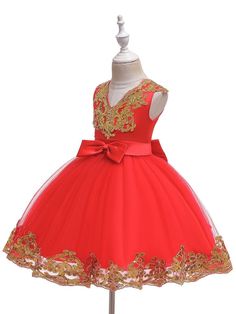 Silhouette Princess Neckline V-neck Hemline/Train Knee-Length Back Details Zipper Fabric Tulle, Polyester Cotton Embellishment Embroidered, Bows Sleeve Length Short Sleeve Fully Lined Yes Season Spring, Summer, Fall Weight 0.3kg Elegant Holiday Princess Dress In Tulle, Elegant Tulle Princess Dress For Holiday, Festive Red Princess Dress For Dress-up, Elegant Sleeveless Princess Dress For Holiday, Holiday Sleeveless Tulle Dress, Sleeveless Tulle Dress For Holiday, Sleeveless Tulle Holiday Dress, Princess Style Sleeveless Tutu Dress For Holiday, Holiday Princess Style Sleeveless Tutu Dress