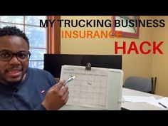 a man holding a clipboard with the words, my trucking business insurance hack