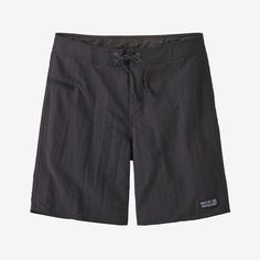 Durable and rugged performance surf trunks, the Wavefarer® Boardshorts are built with quick-drying NetPlus® 100% postconsumer recycled nylon faille made from recycled fishing nets to help reduce ocean plastic pollution, with a DWR (durable water repellent) finish that's made without perfluorinated chemicals (PFCs/PFAS). Outseam is 19. | Patagonia Men's Wavefarer® Boardshorts - 19" Inseam in Ink Black, Size 28 - Recycled Nylon/Pfas Recycled Polyester Shorts For Outdoor Activities, Outdoor Swim Trunks In Recycled Polyester, Summer Swim Trunks In Recycled Polyester For Outdoor Activities, Summer Outdoor Bottoms In Recycled Polyester, Summer Outdoor Recycled Polyester Bottoms, Patagonia Casual Nylon Shorts, Patagonia Nylon Casual Shorts, Nylon Beachwear Shorts For Outdoor Activities, Patagonia Nylon Shorts