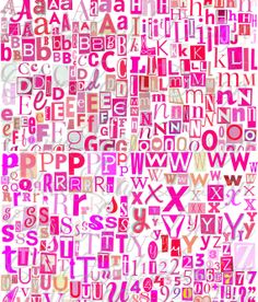 the alphabet is made up of letters and numbers in pink, red, and white