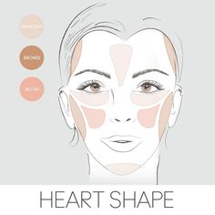 Makeup Placement, Square Face Makeup, Make Up Guide, Makeup Tip, Highlighter And Bronzer