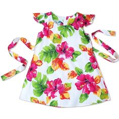 Hoopla White Hawaiian Girl Rayon Dress - Made In Hawaii Playful Floral Print Dress With Flutter Sleeves, Playful Floral Print Twirl Dress For Spring, Cute Multicolor Floral Dress For Garden Party, Spring Floral Print Twirl Dress With Flutter Sleeves, Spring Twirl Dress With Floral Print And Flutter Sleeves, Spring Floral Twirl Dress With Flutter Sleeves, Playful Floral Print Twirl Dress For Summer, Playful Summer Twirl Dress With Floral Print, Playful Sleeveless Dress For Spring Vacation