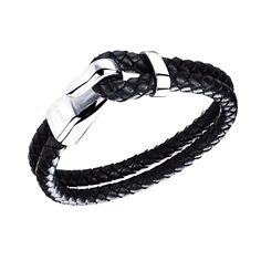 Expertly crafted from luxurious, hand-braided leather and finished off with a polished silver hook, this bracelet is an instant classic, making it a stylish option for any outfit. Wear it alone or pair it with your watch to finish off a modern tailored look. #forziani #leatherbracelet #mensbracelet Men's Leather Bracelet, Rosary Style Necklace, Leather Bracelet For Men, Genuine Leather Bracelet, Black Leather Bracelet, Braided Leather Bracelet, Fitness Bracelet, Mens Leather Bracelet, Bracelet For Men