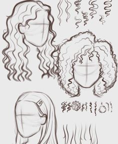 some drawings of different types of hair