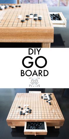 the diy go board is made out of wood and has buttons on each side